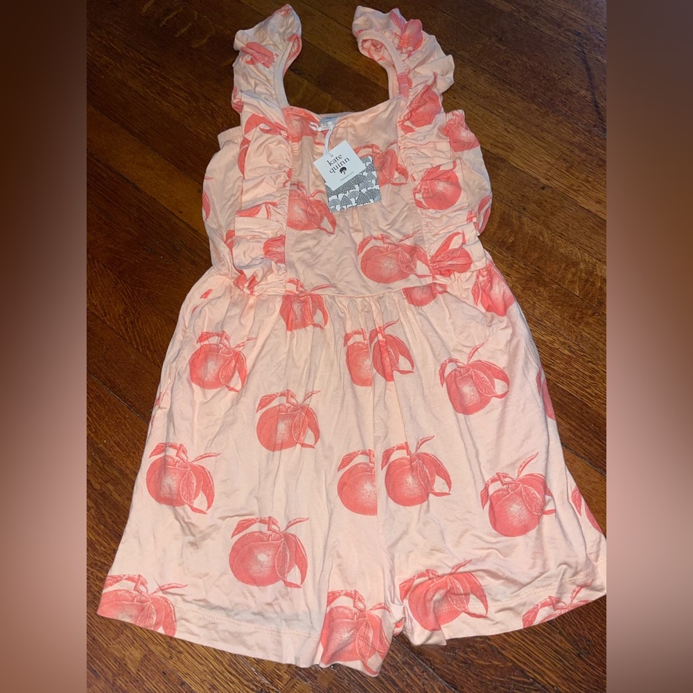 Kate Quinn vintage peach ruffle shorts romper nwt hard to find print jumpsuit